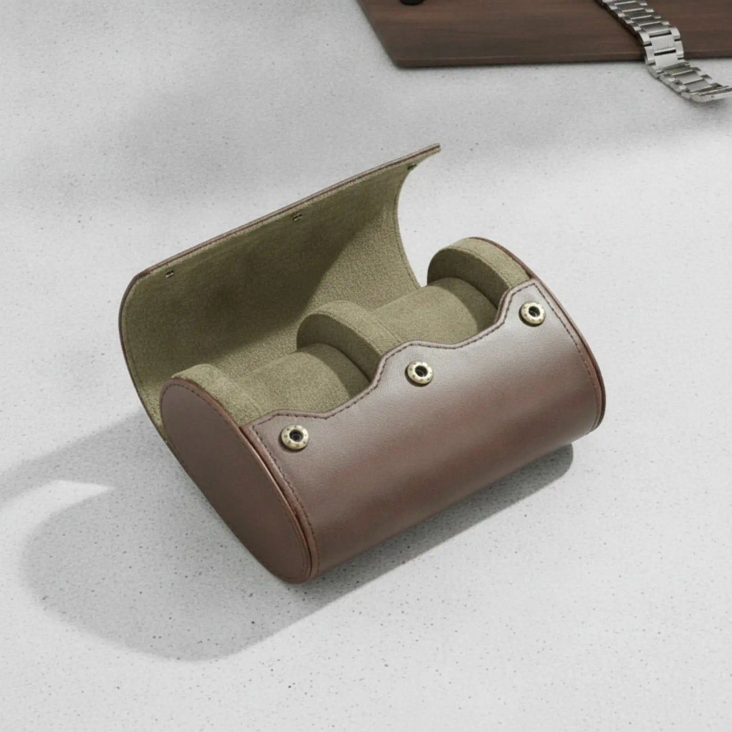 Etui à Montre de Voyage en Cuir 2 Emplacements