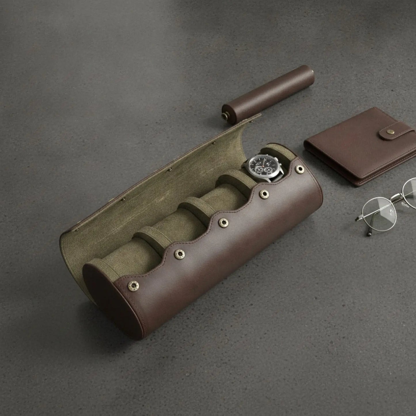Etui à Montre de Voyage en Cuir 4 Emplacements