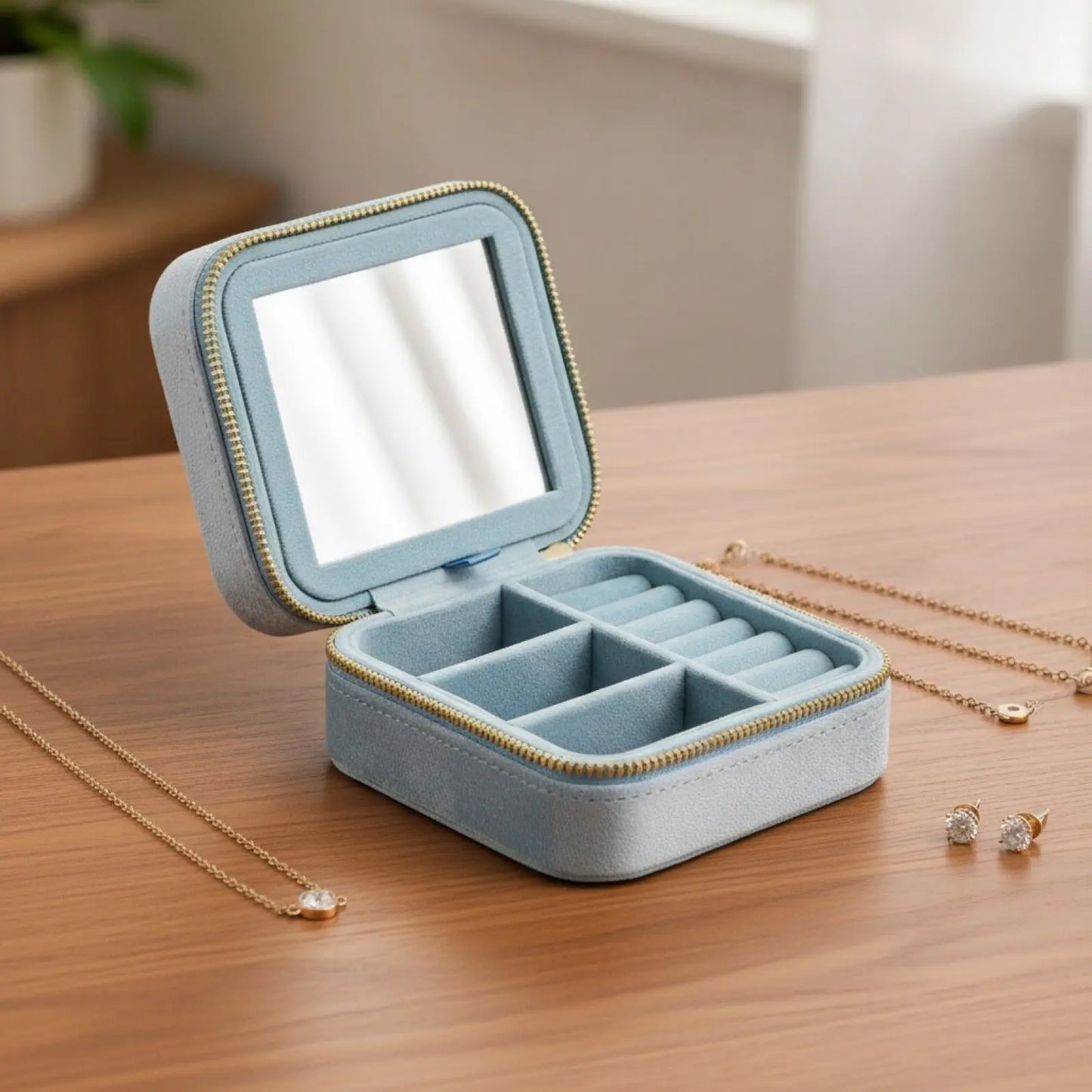 Boîte à Bijoux de Voyage avec Miroir