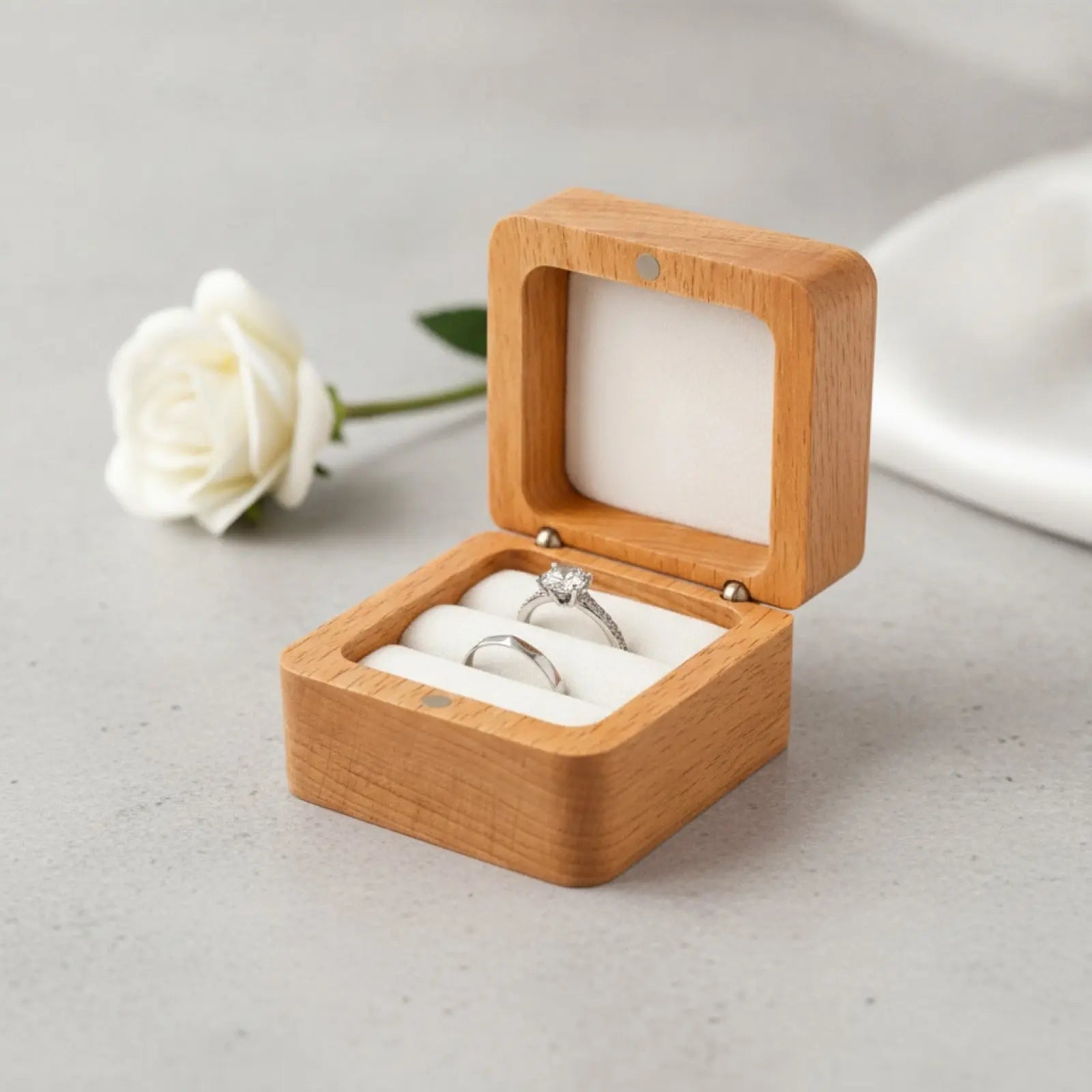 Boîte à Bague Couple en Bois