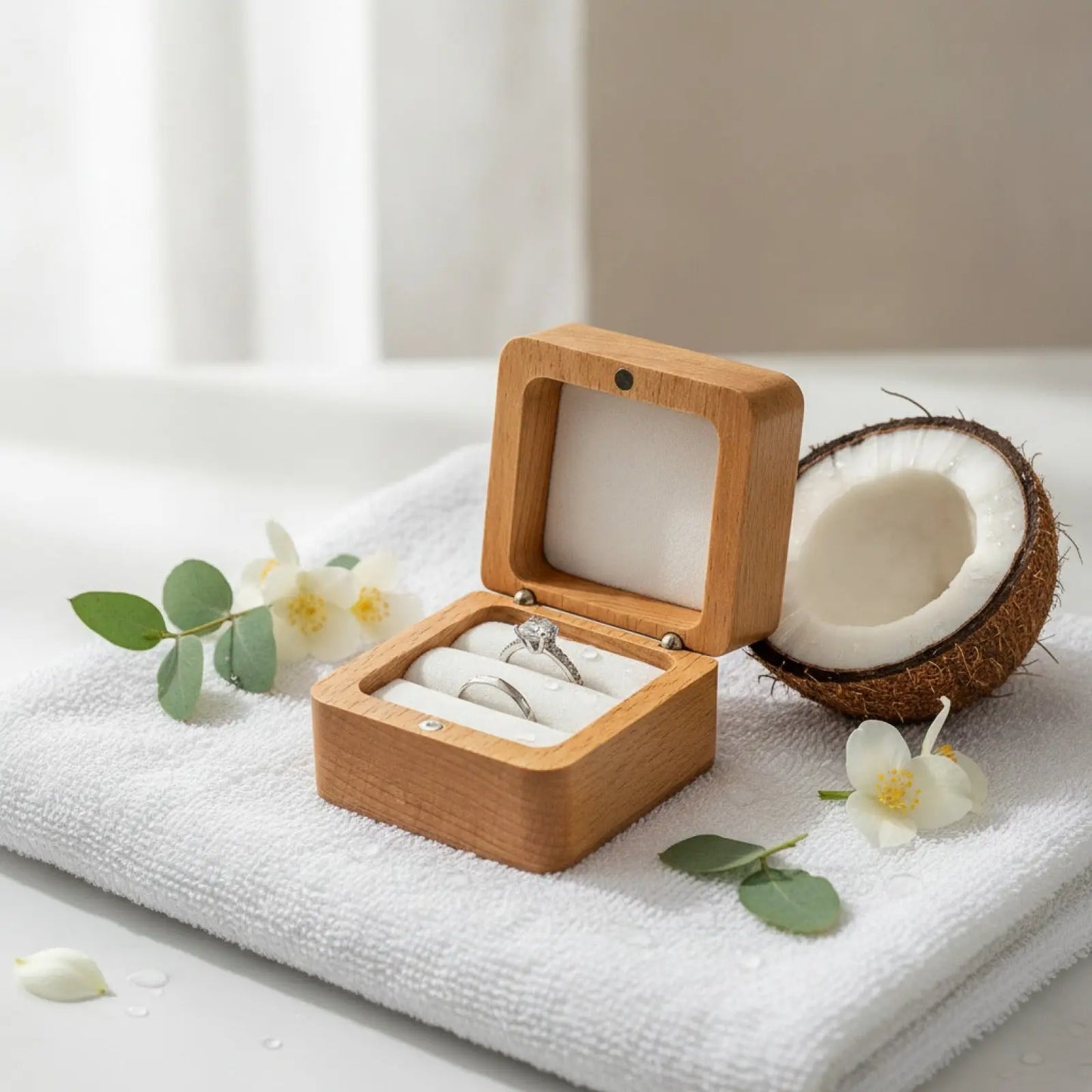 Boîte à Bague Couple en Bois