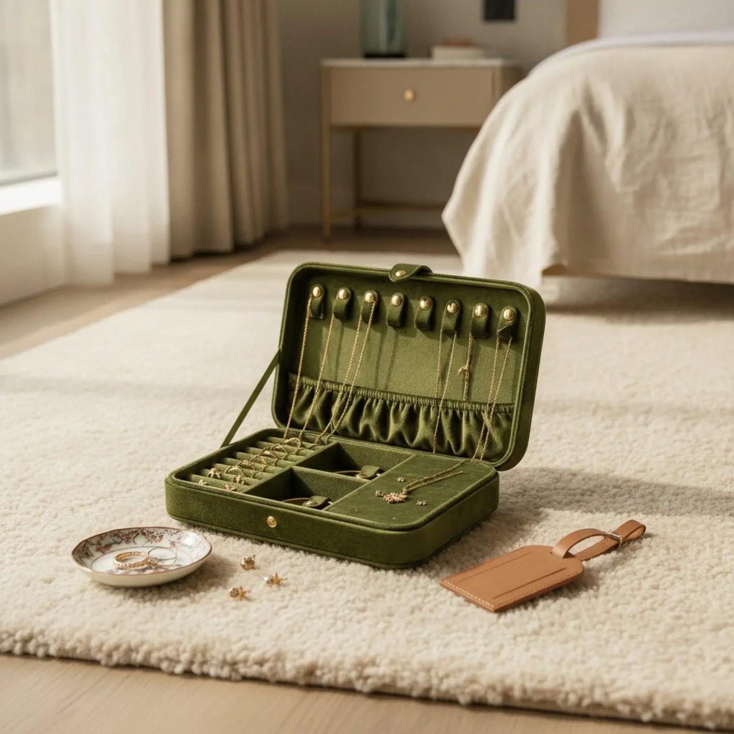 Boîte à Bijoux de Voyage en Velours
