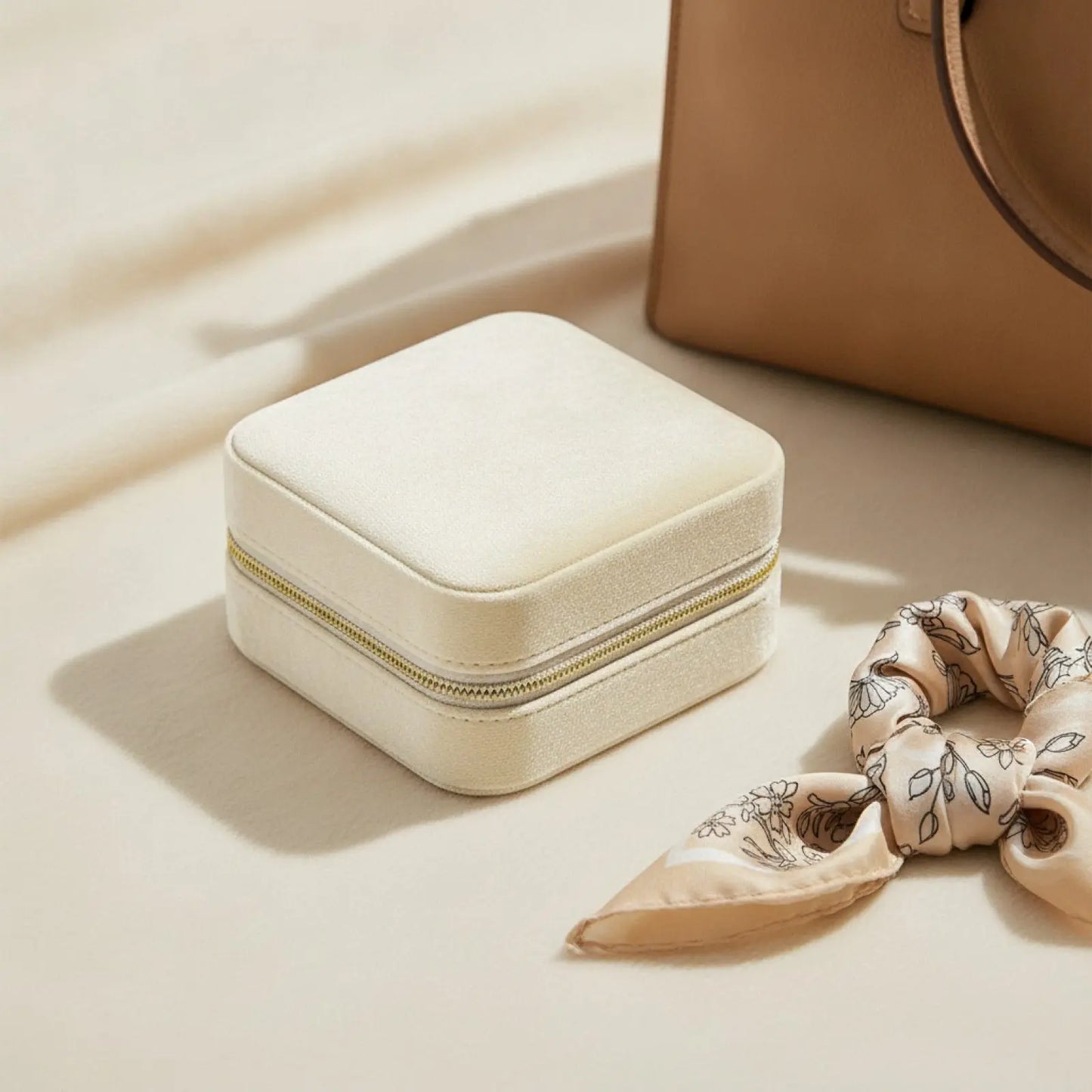 Boîte à Bijoux de Voyage Compacte en Velours