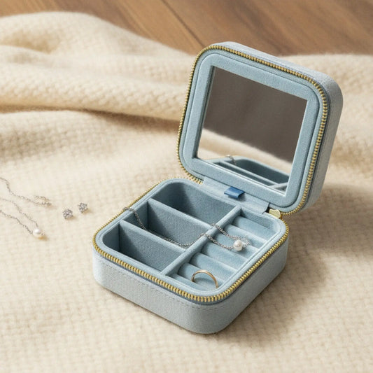 Boîte à Bijoux de Voyage avec Miroir
