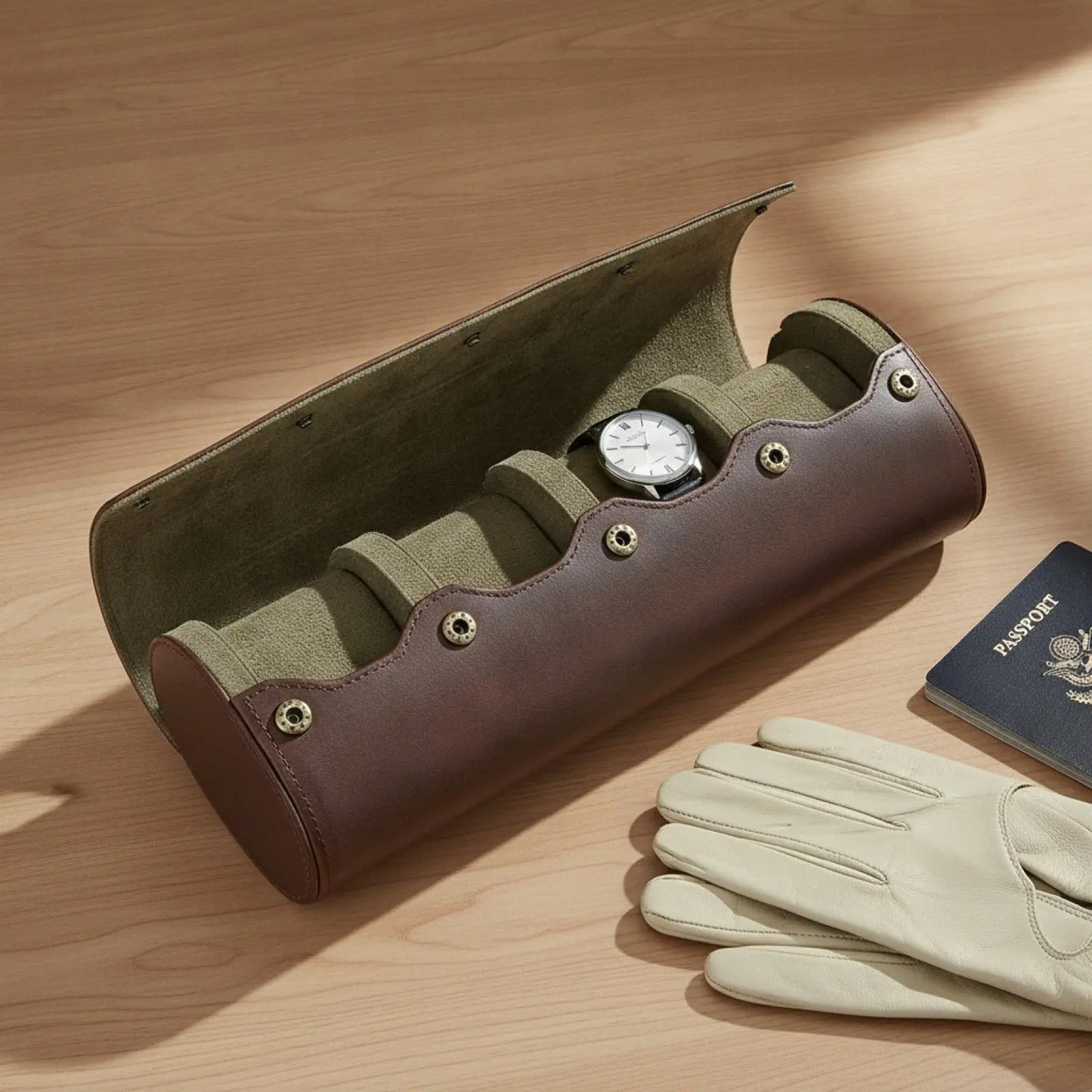 Etui à Montre de Voyage en Cuir 4 Emplacements