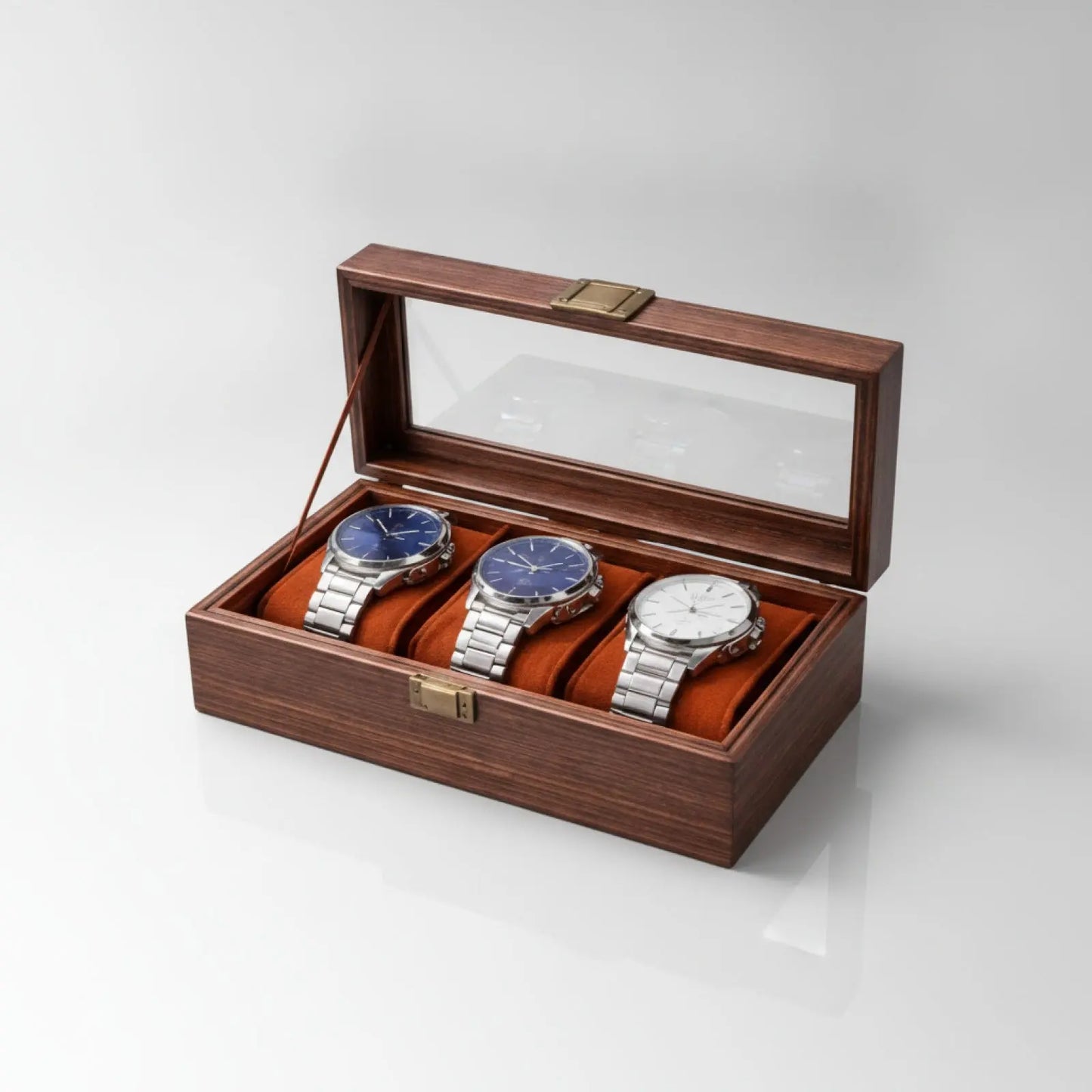 Boîte à Montre en Bois d'Acajou 3 Emplacements