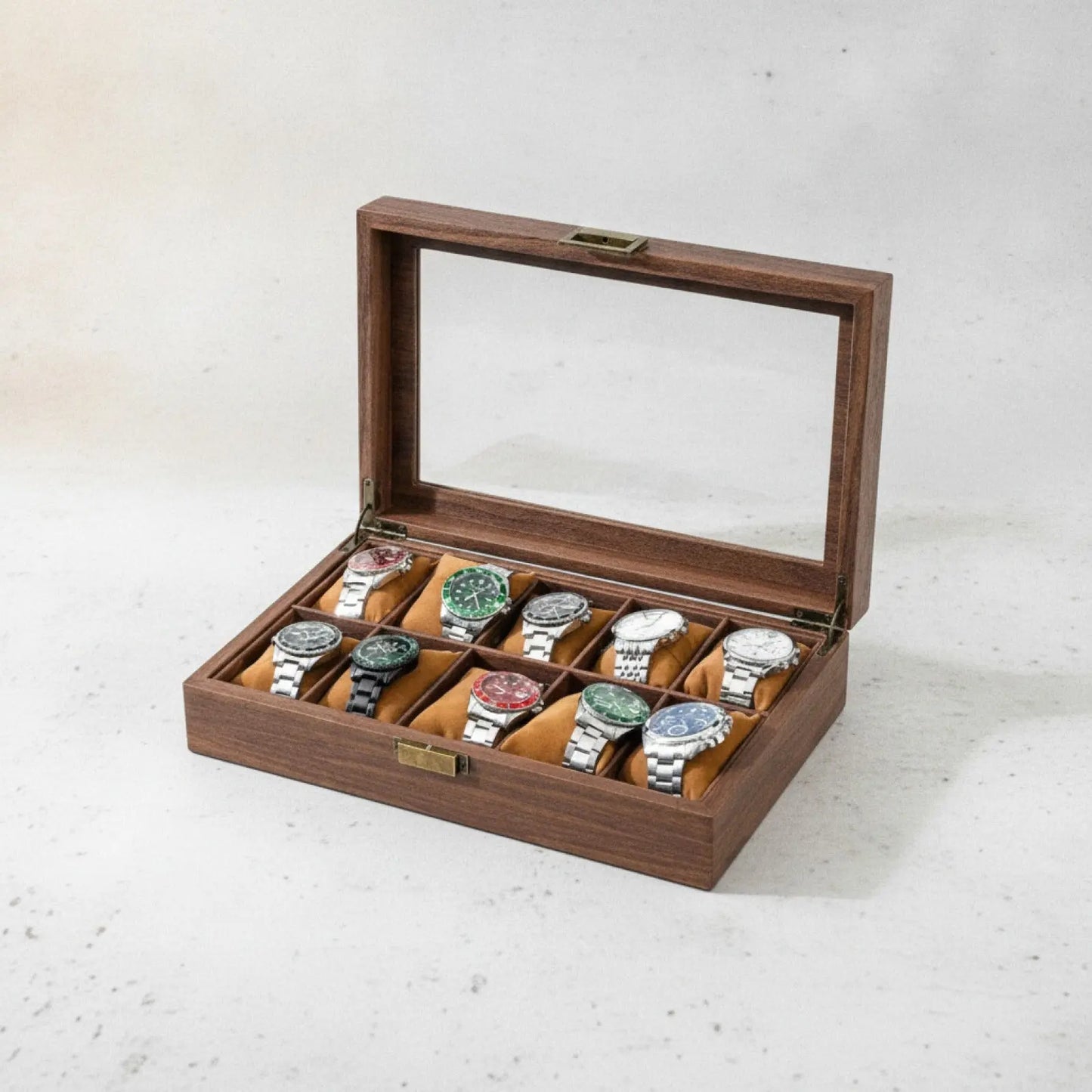 Boîte à Montre en Bois de Noyer 10 Emplacements