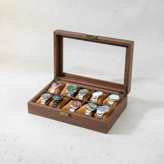 Boîte à Montre en Bois de Noyer 10 Emplacements