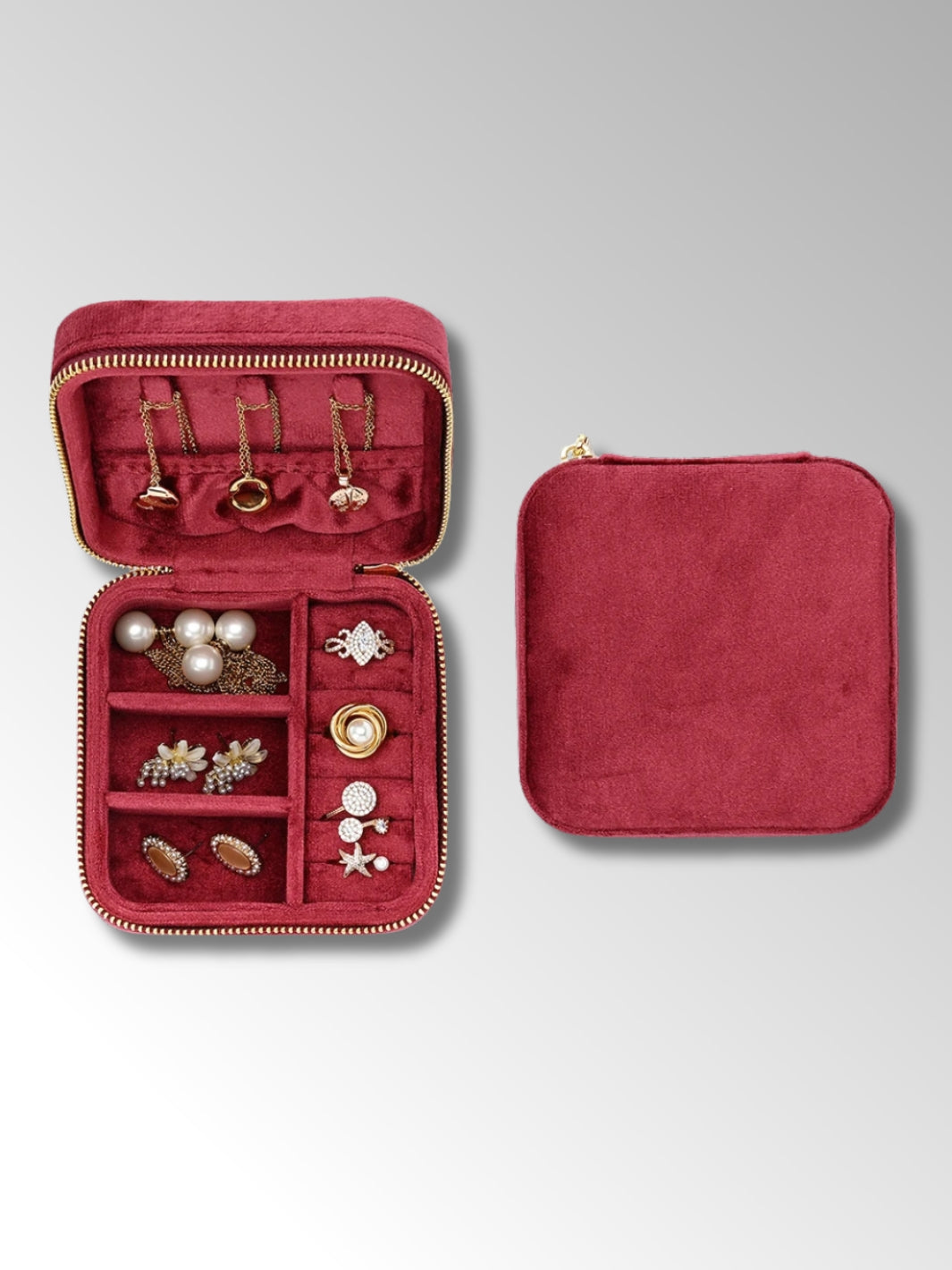 Boîte à Bijoux de Voyage Compacte en Velours