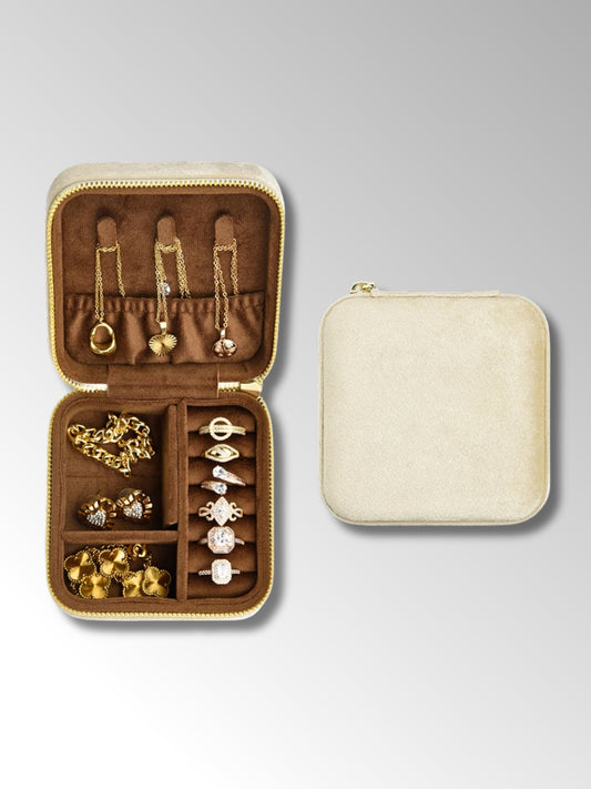 Boîte à Bijoux de Voyage Compacte en Velours