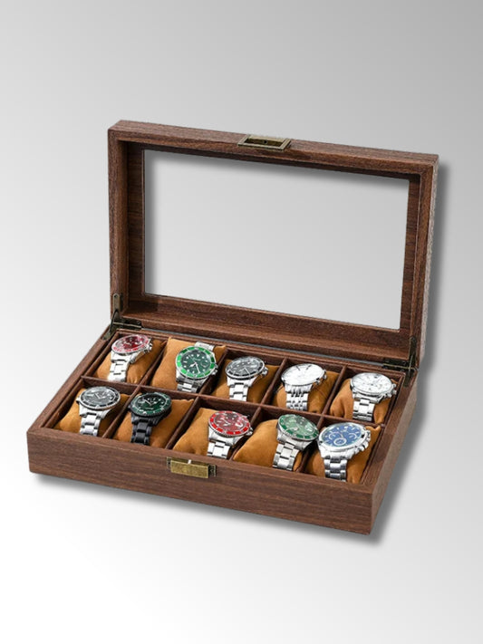 Boîte à Montre en Bois de Noyer 10 Emplacements