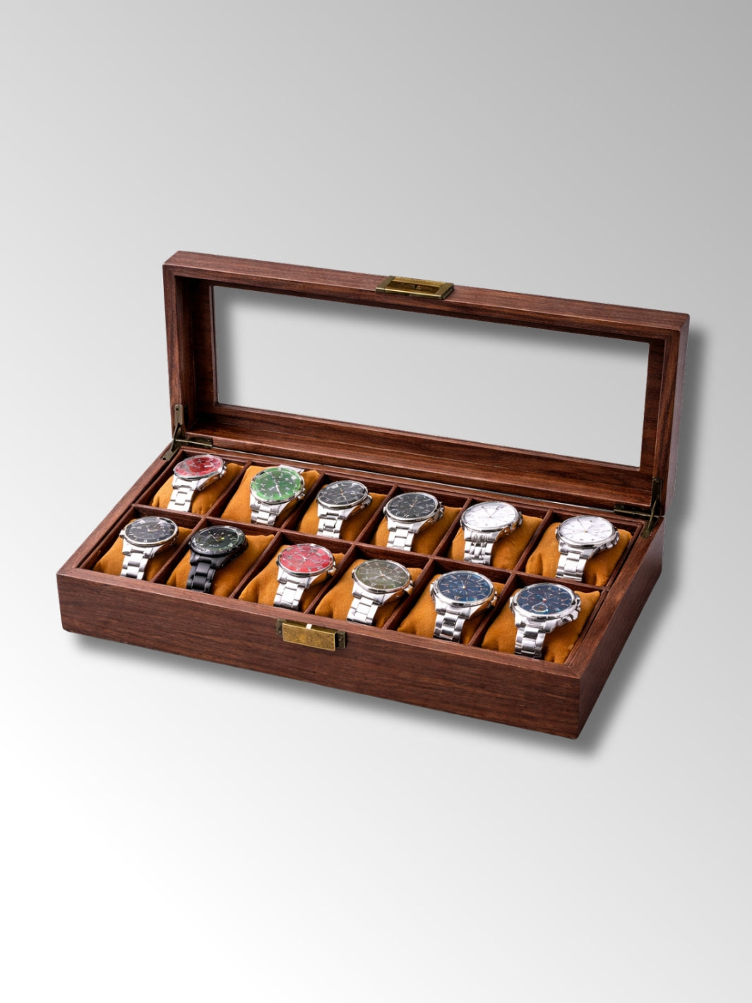 Boîte à Montre en Bois d'Acajou 12 Emplacements