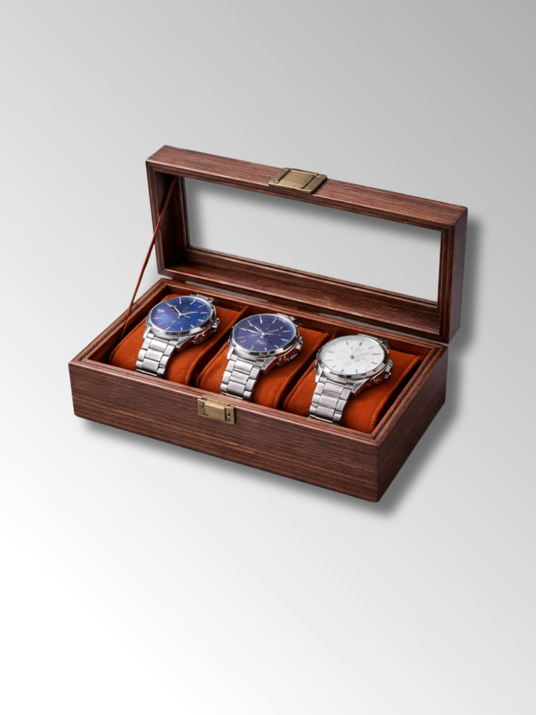 Boîte à Montre en Bois d'Acajou 3 Emplacements