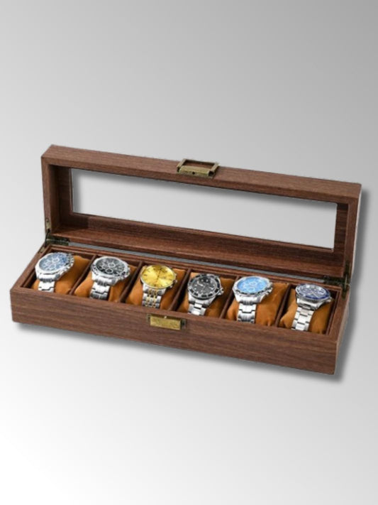 Boîte à Montre en Bois de Noyer 6 Emplacements