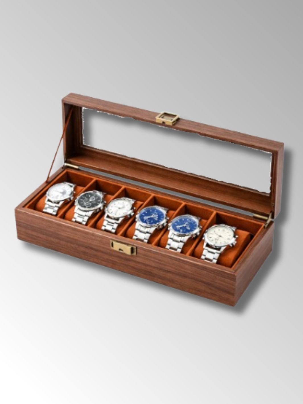 Boîte à Montre en Bois d'Acajou 6 Emplacements