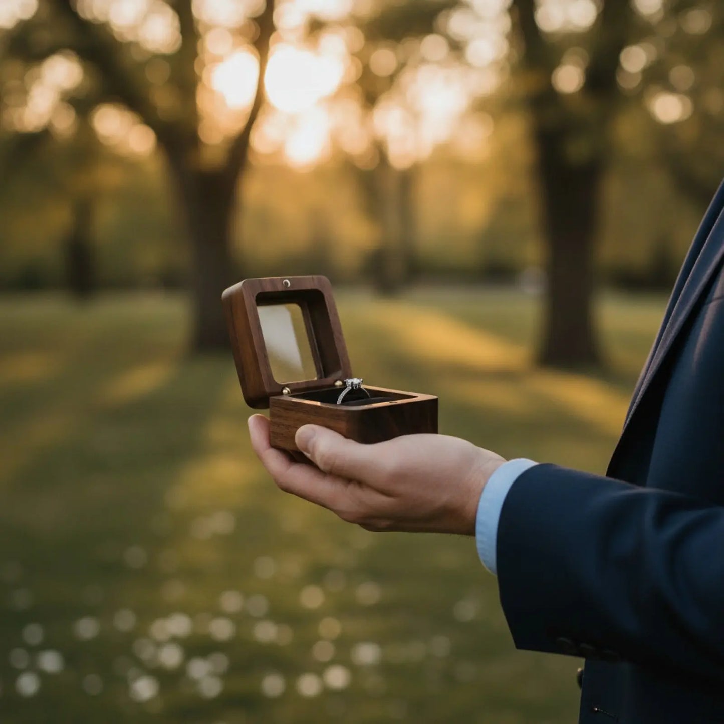 Boîte à Bague en Bois Travaillé