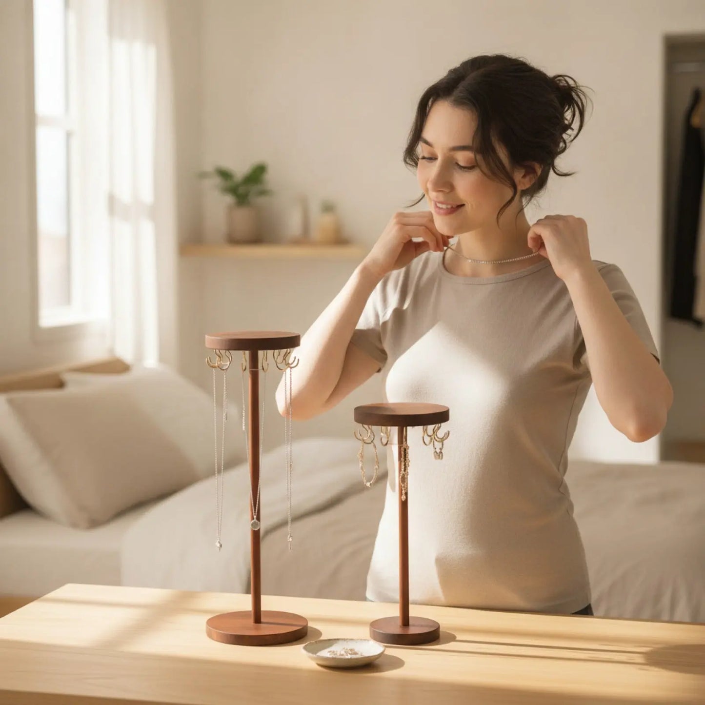 Présentoir à Bijoux en Bois Multi-Niveaux