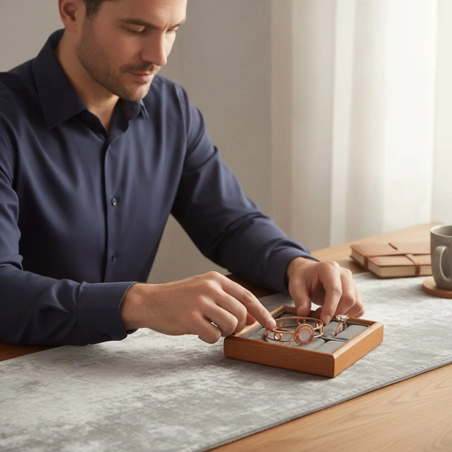 Plateau à Bijoux en Bois et Velours