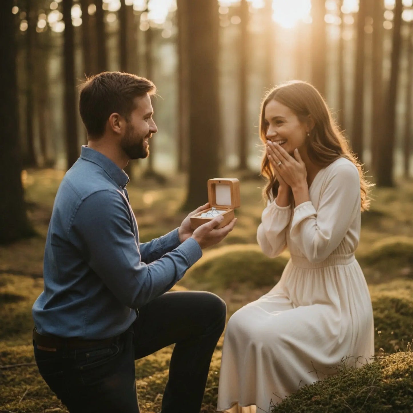 Boîte à Bague Couple en Bois