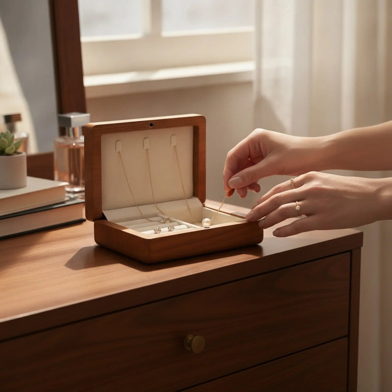 Coffret à Bijoux en Bois avec Intérieur Velours