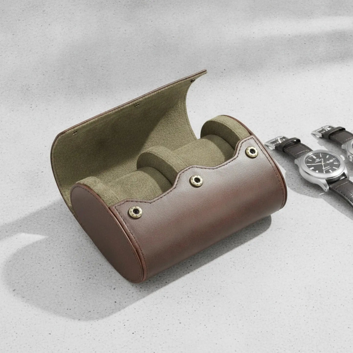 Etui à Montre de Voyage en Cuir 2 Emplacements
