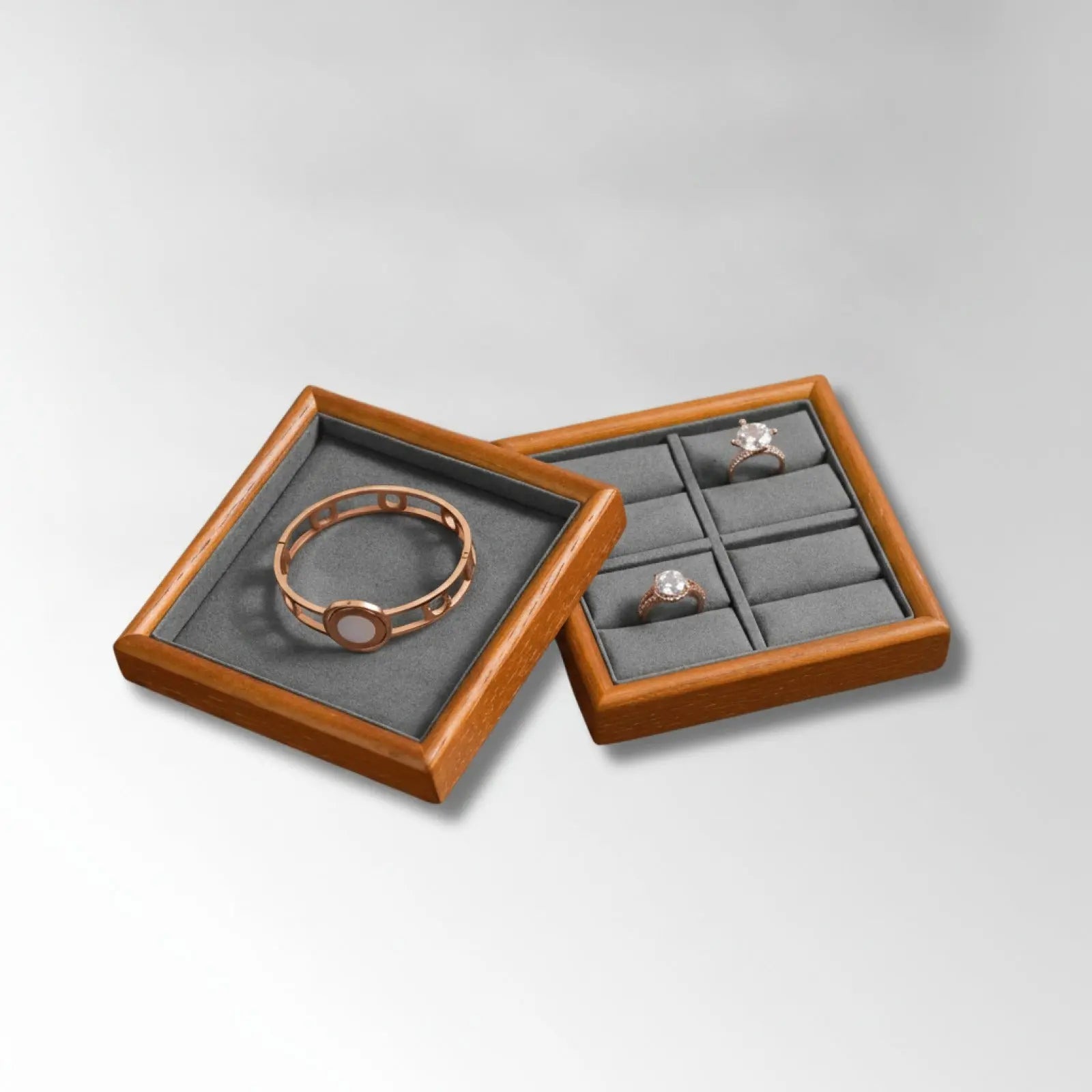 Plateau à Bijoux en Bois et Velours
