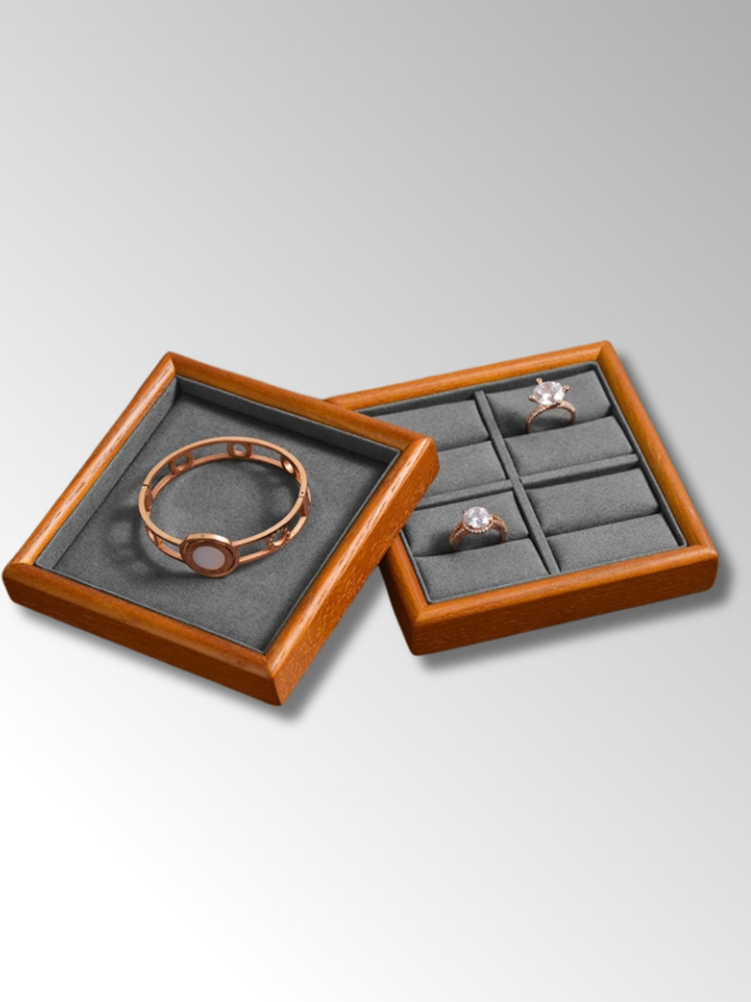 Plateau à Bijoux en Bois et Velours