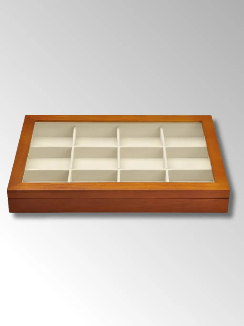 Plateau à Bijoux en Bois avec Compartiments et Couvercle