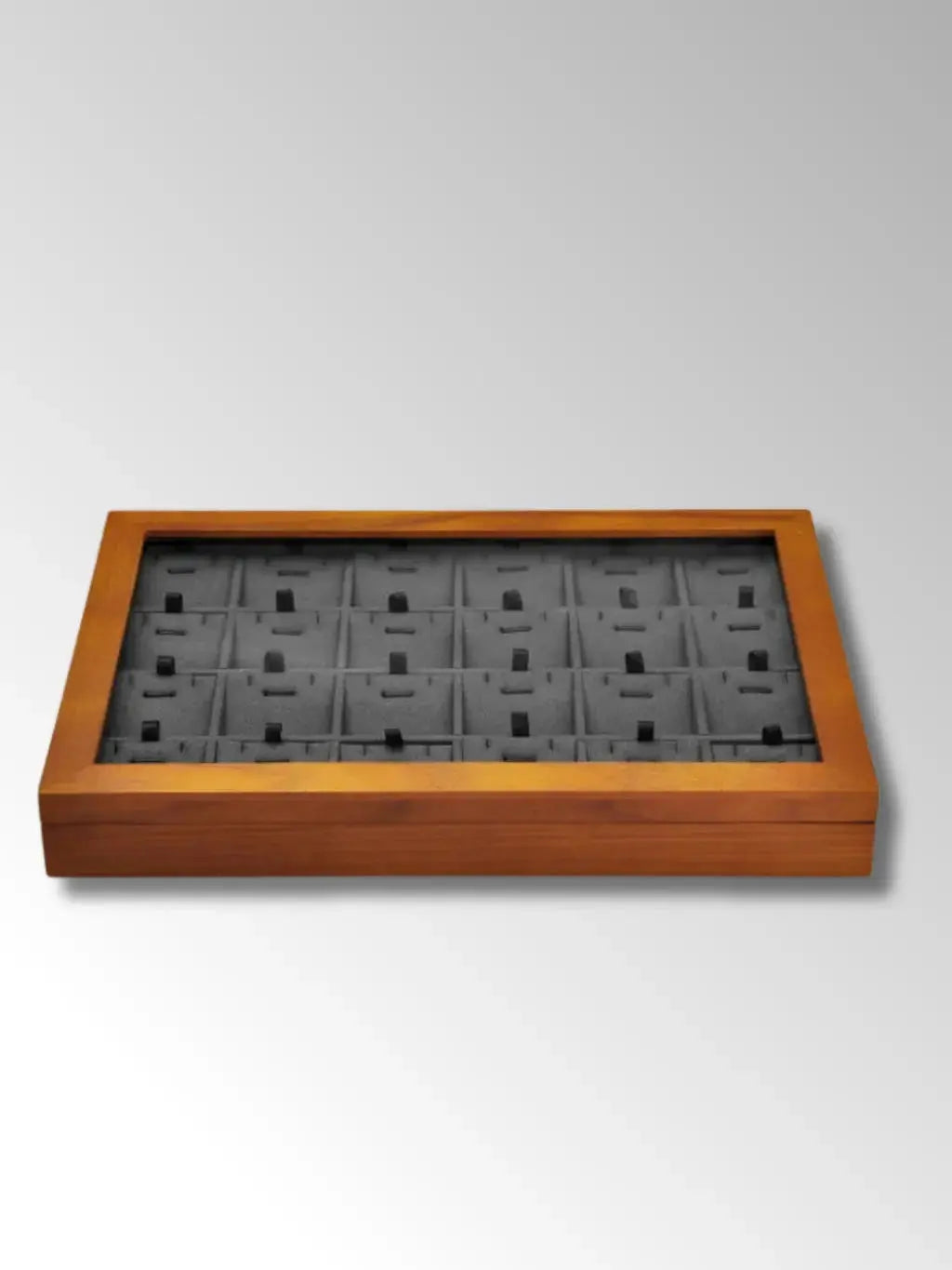 Plateau à Bijoux en Bois avec Compartiments et Couvercle