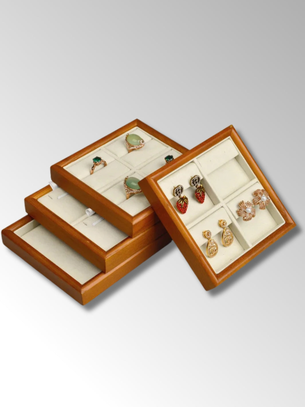 Plateau à Bijoux en Bois et Velours