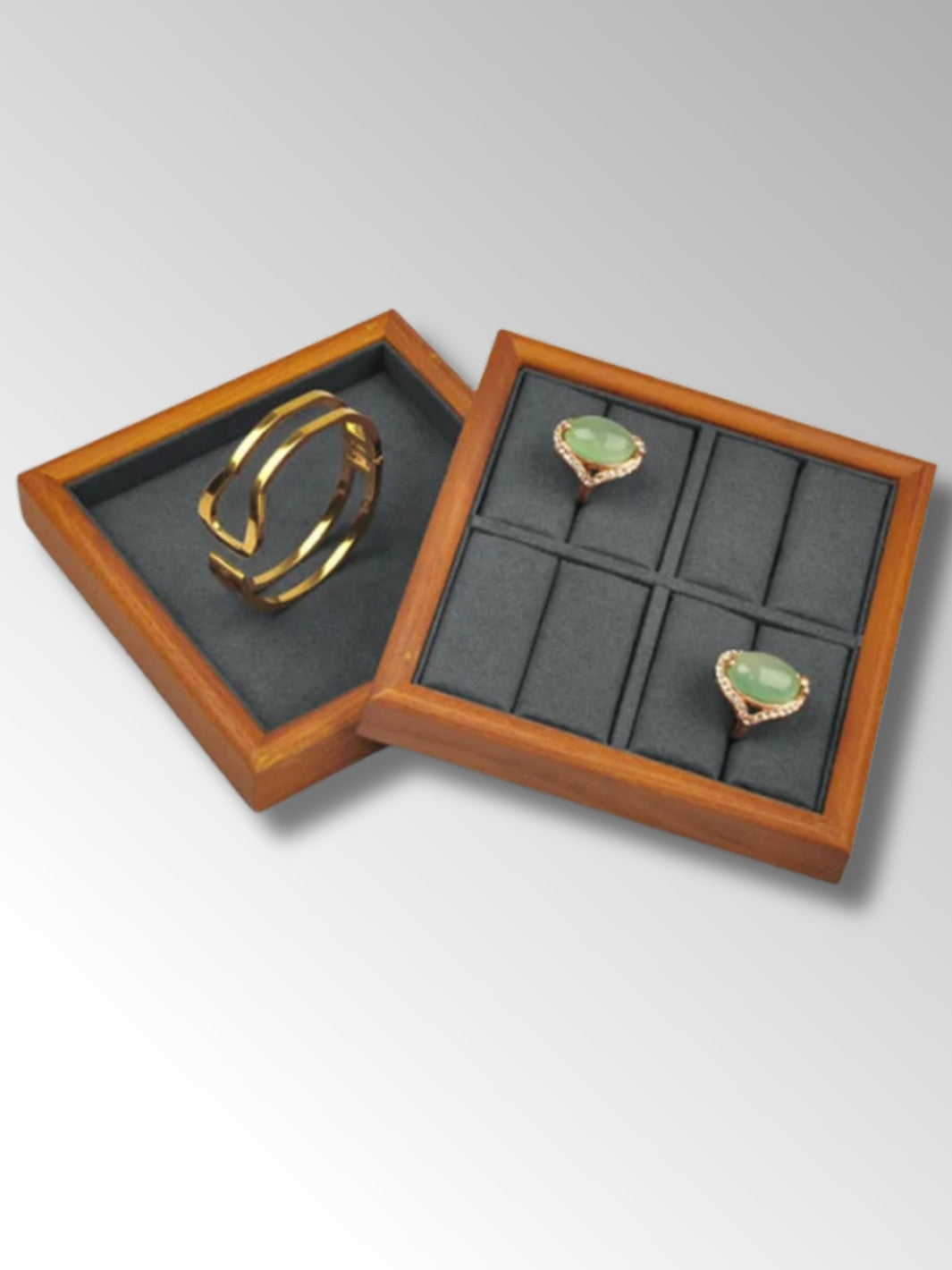 Plateau à Bijoux en Bois et Velours